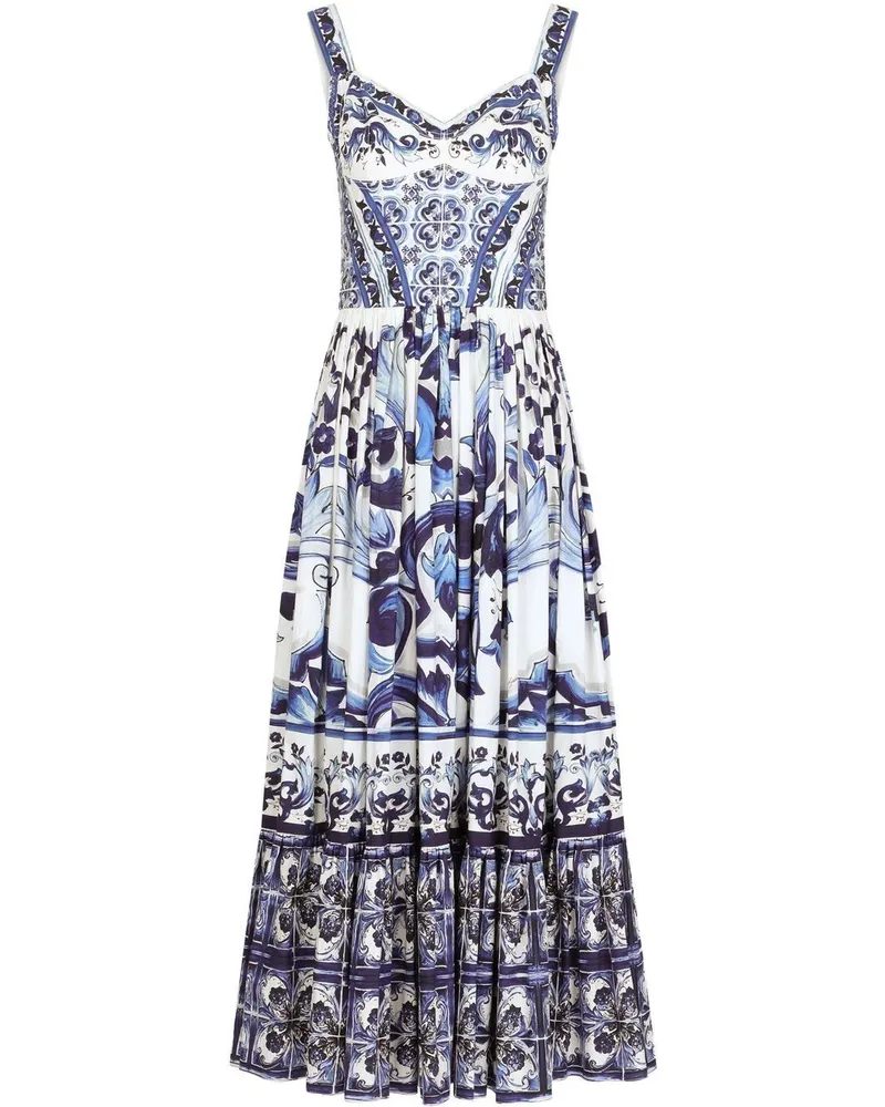 Dolce & Gabbana Maxikleid mit Majolica-Print - Blau Blau