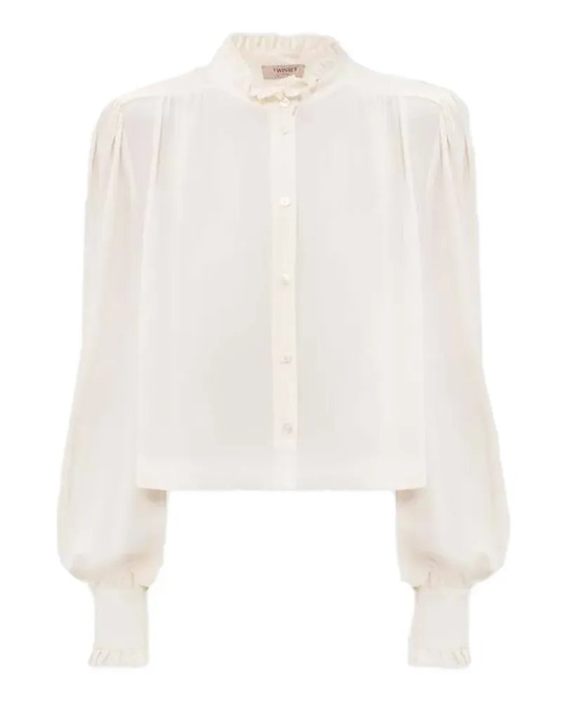 Twin-Set Cropped-Hemd aus Crêpe de Chine - Nude Nude