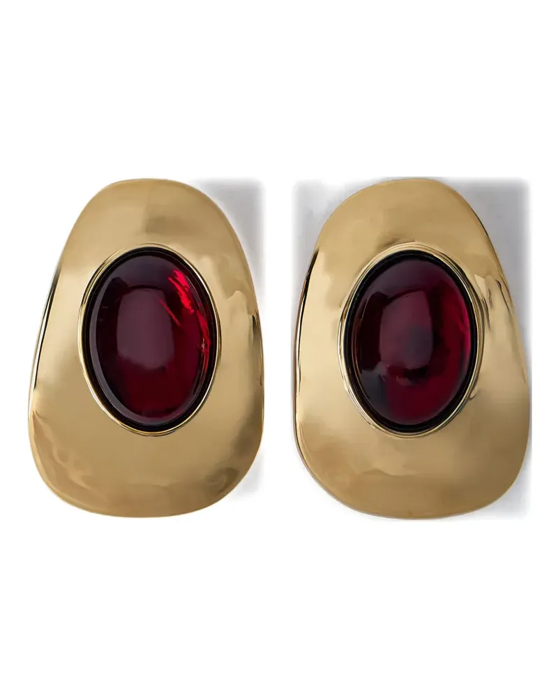 Saint Laurent Gehämmerte Ohrringe mit Cabochon-Fassung - Gold Gold