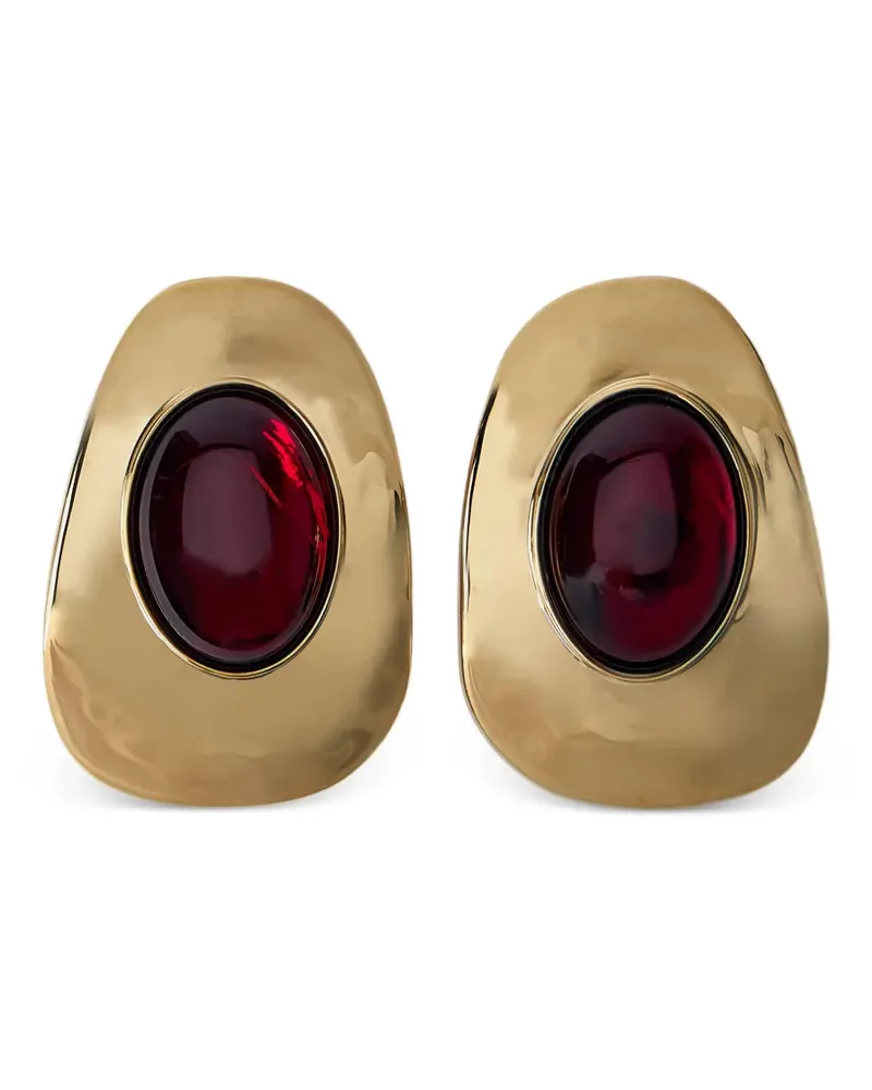 Saint Laurent Gehämmerte Ohrringe mit Cabochon-Fassung - Gold Gold