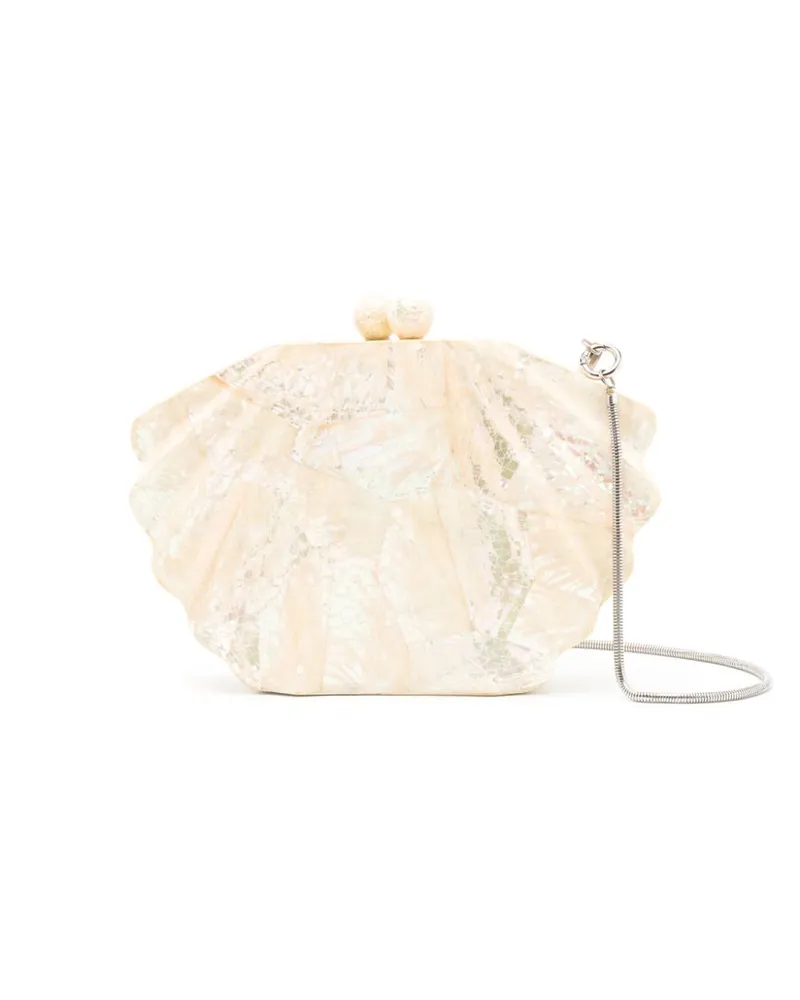 ISLA Strukturierte Schultertasche mit Kettendetail - Nude Nude
