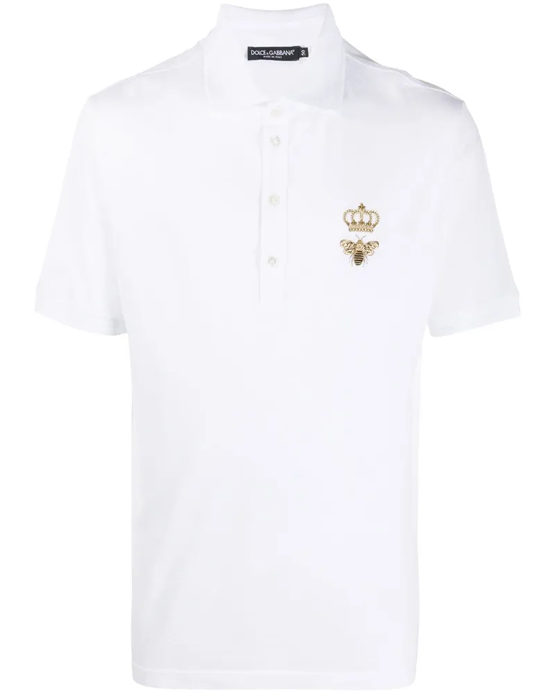 Dolce & Gabbana Poloshirt mit aufgesticktem Logo - Weiß Weiß