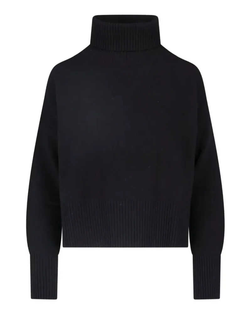 MA'RY'YA Gerippter Rollkragenpullover - Schwarz Schwarz