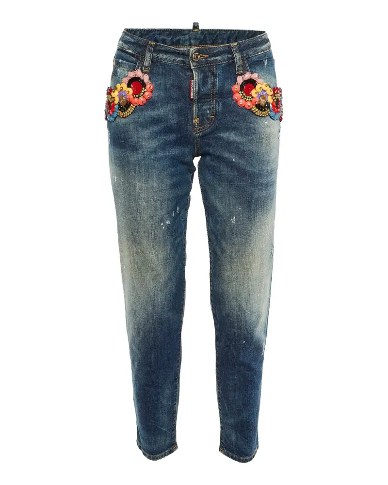 Dsquared2 bead-embellished straight-leg jeans - Blau Blau
