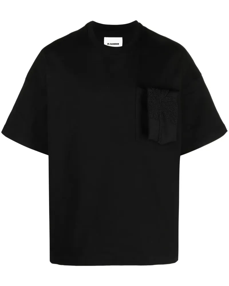 Jil Sander T-Shirt mit aufgesetzter Tasche - Schwarz Schwarz