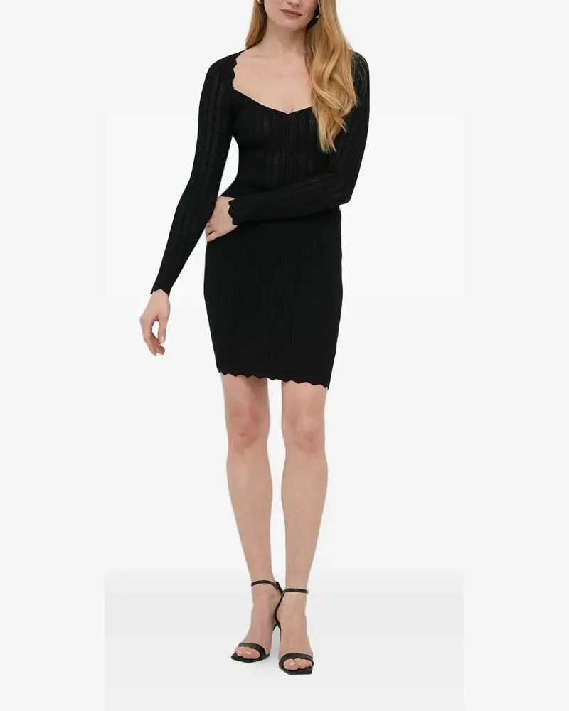 Guess scallop-edge knitted mini dress - Schwarz Schwarz