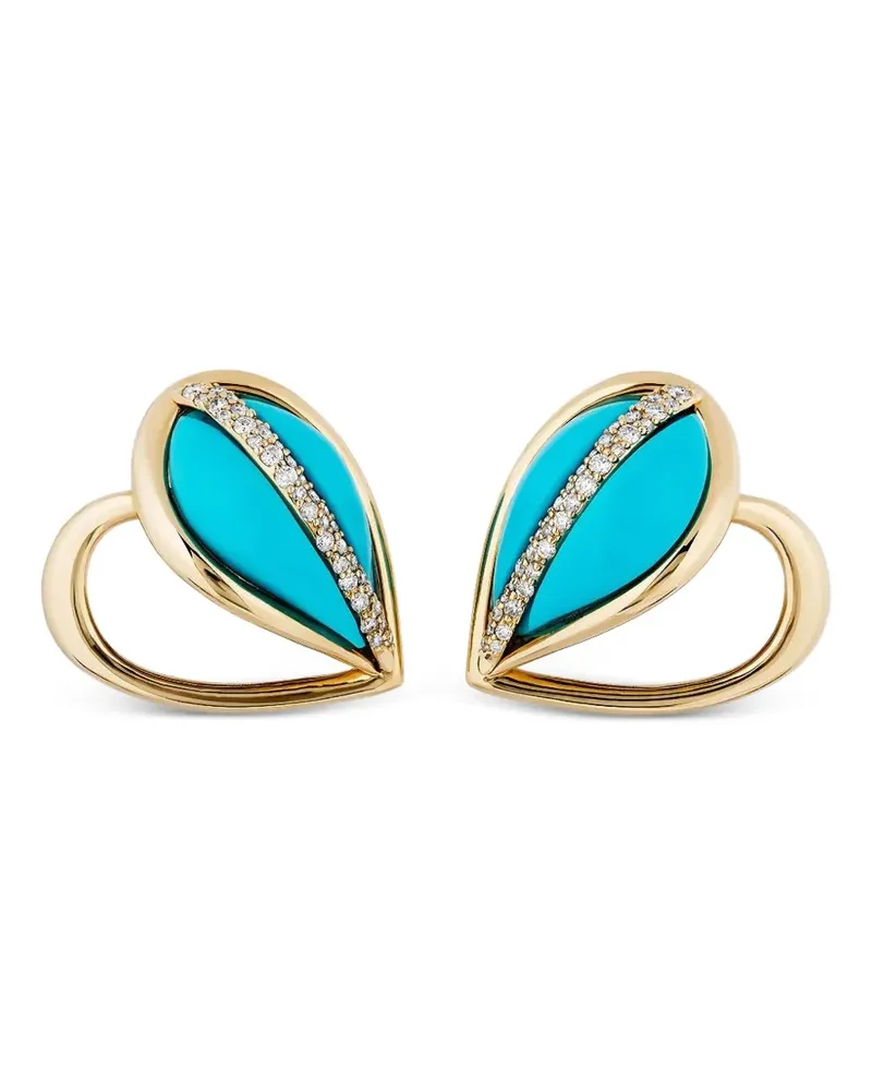 Mason and Books Mother's Love diamond and turquoise earrings - Gold Gold