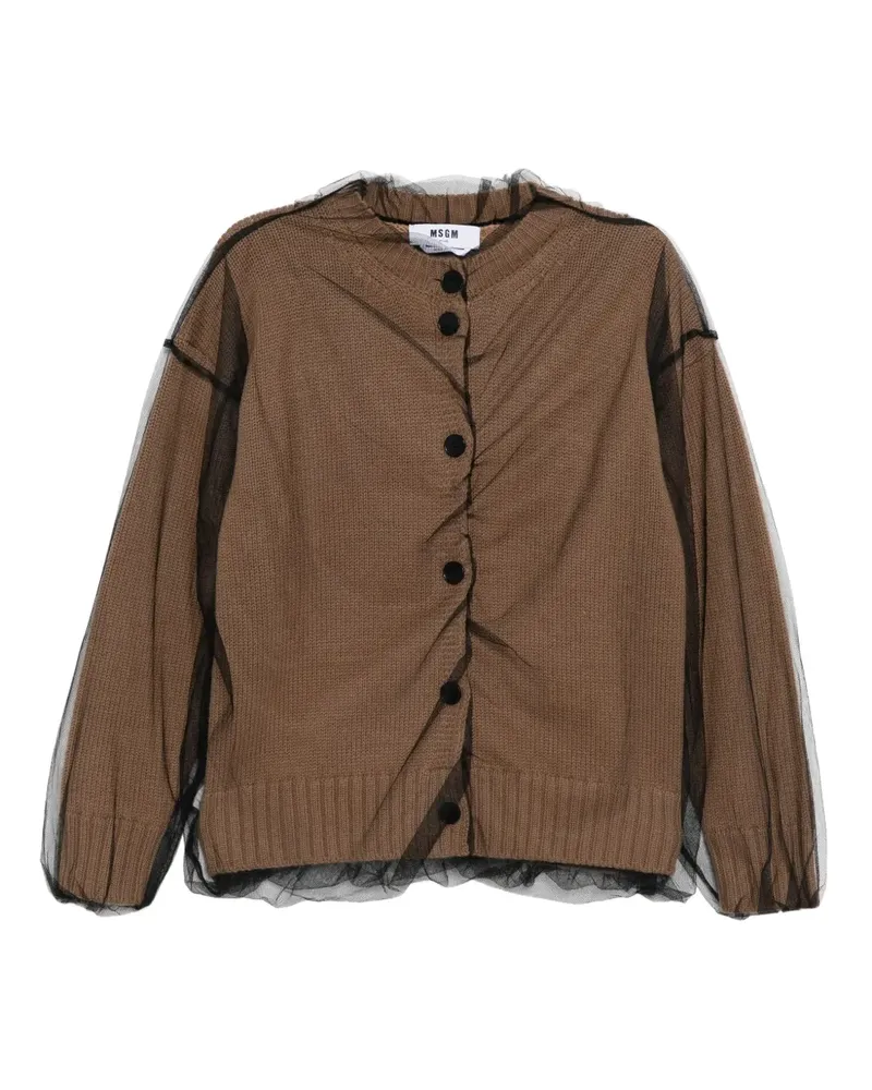 MSGM Cardigan mit Tüll-Overlay - Braun Braun
