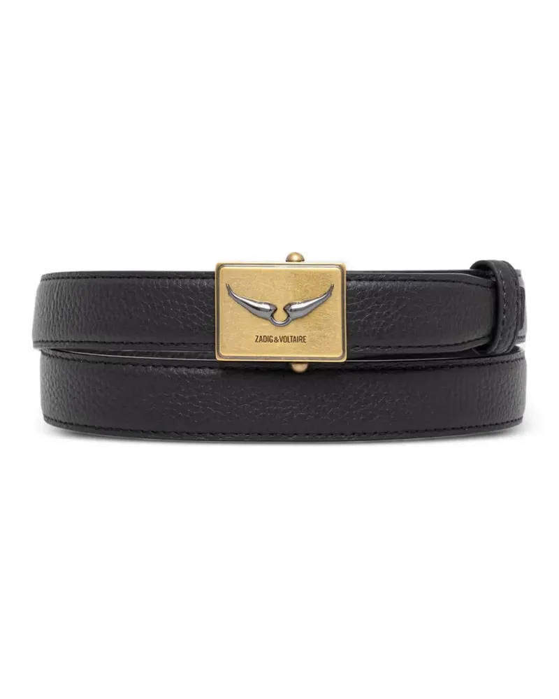 Zadig & Voltaire logo-plaque pebbled-leather belt - Schwarz Schwarz