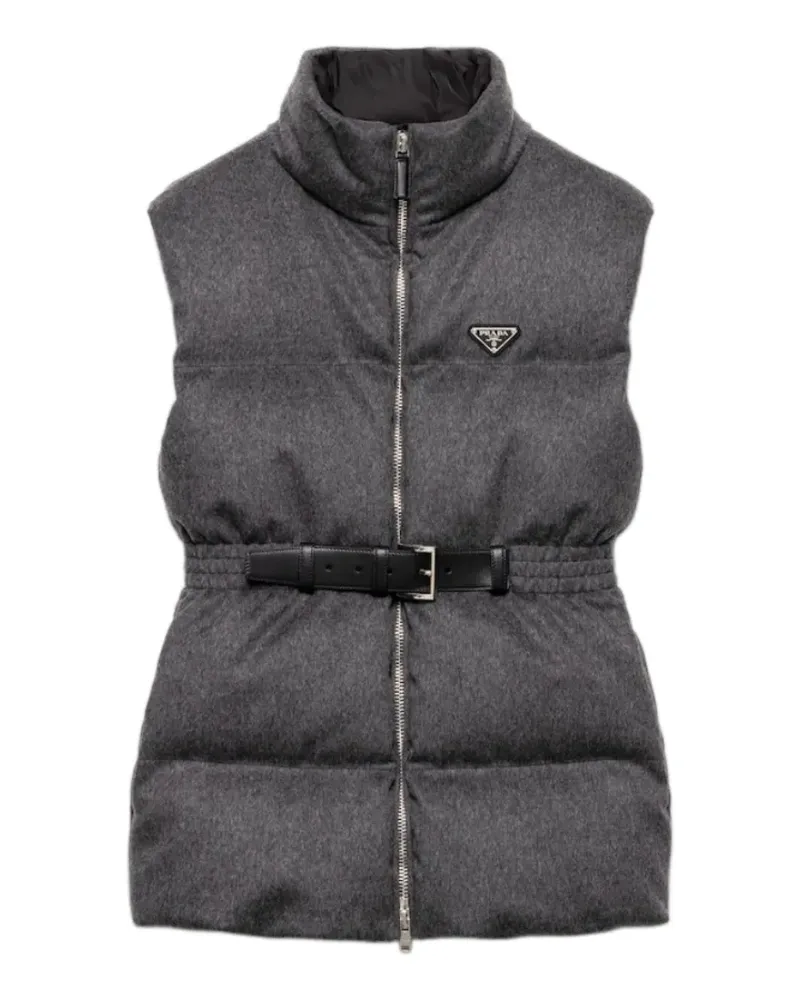 Prada Loden Daunenweste - Grau Grau