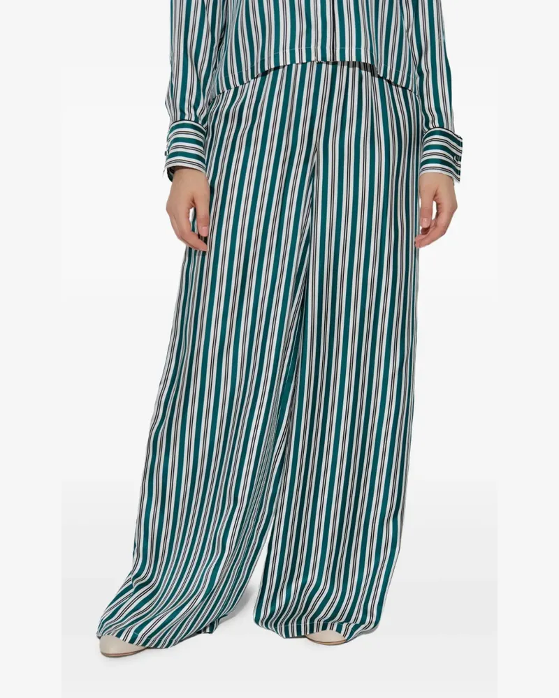 Max Mara Gestreifte Wide-Leg-Hose - Grün Grün