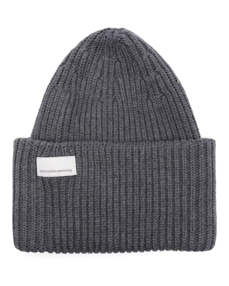 nine:inthe:morning Gerippte Beanie - Grau Grau