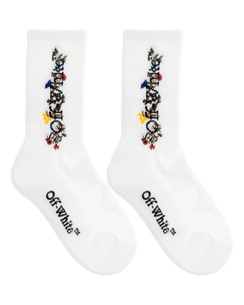 OFF-WHITE Socken mit Blumenstickerei - Weiß Weiß