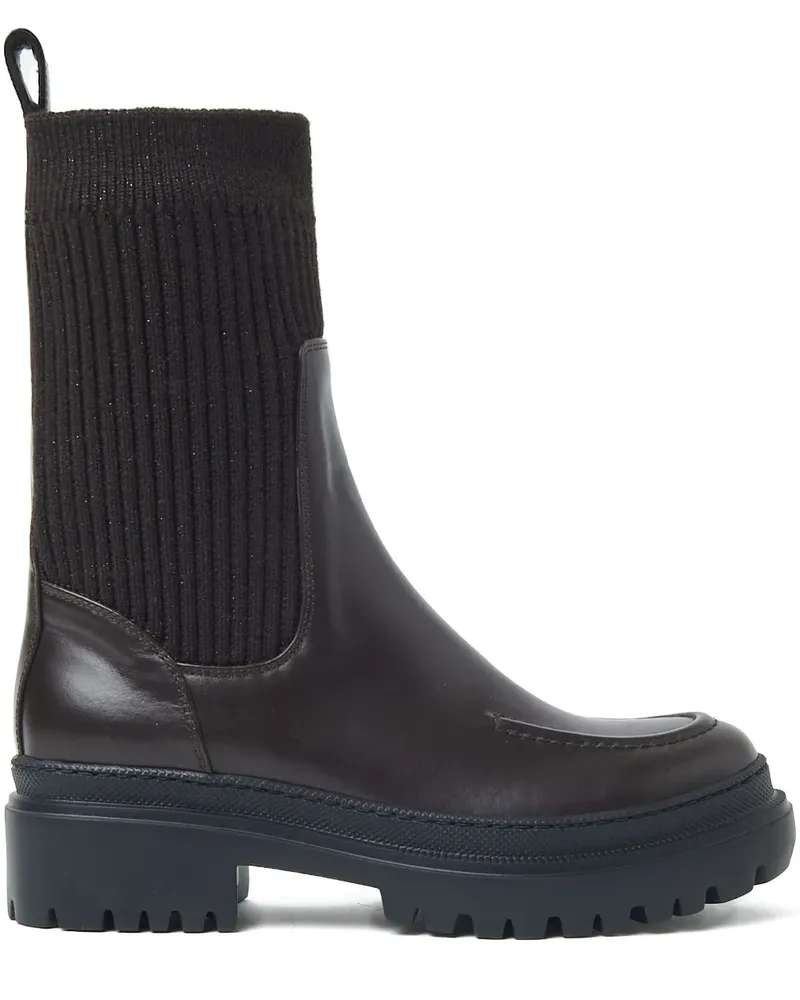 Peserico Stiefel mit gestricktem Einsatz - Braun Braun