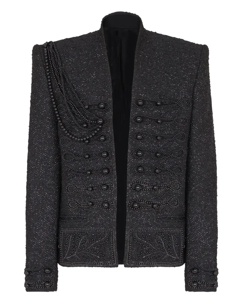 Balmain Tweed-Jacke mit Perlenverzierung - Schwarz Schwarz