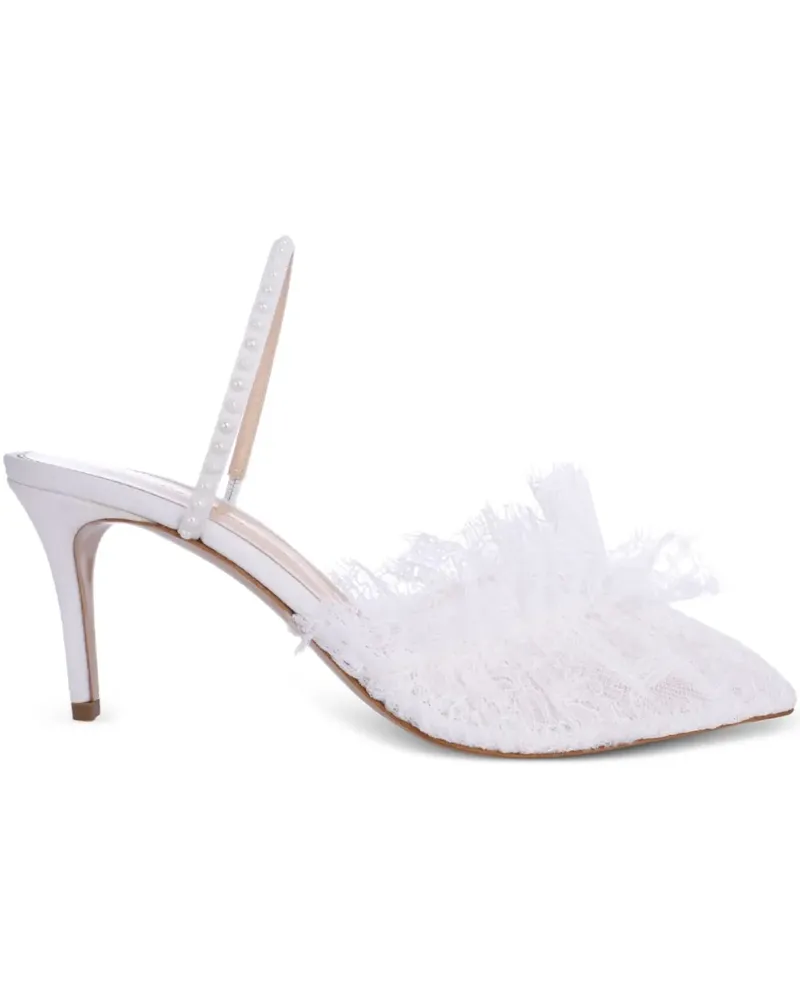 Andrea Wazen France Mules mit Spitze 75mm - Weiß Weiß