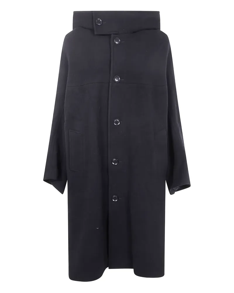 Yohji Yamamoto Kapuzenmantel mit Knopfleiste - Schwarz Schwarz