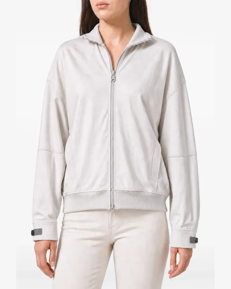 Brunello Cucinelli zip-up dropped-shoulder sweater - Nude Nude