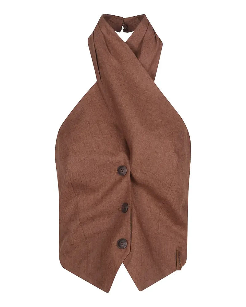 HINNOMINATE Geknöpftes Oberteil mit verdrehtem Kragen - Braun Braun