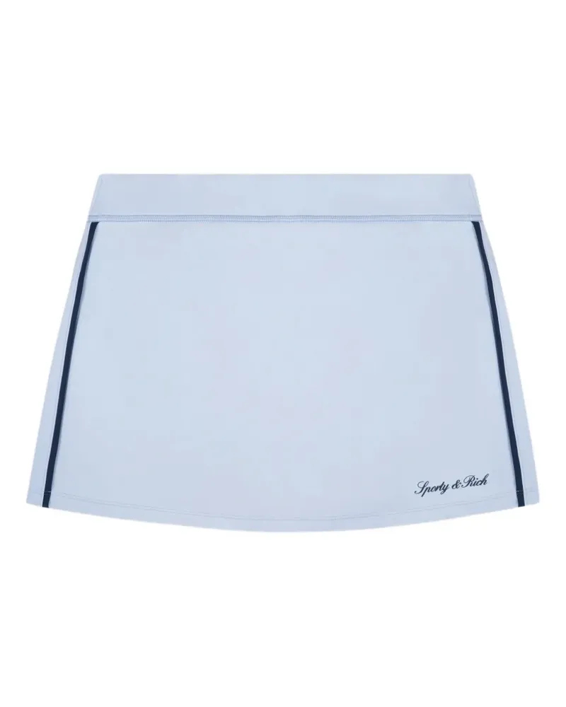 SPORTY & RICH Signature logo-print side-stripe court mini skirt - Blau Blau