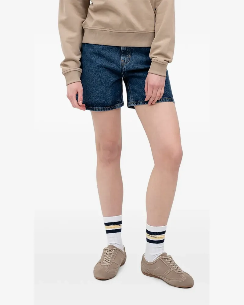 HUGO BOSS logo-patch denim shorts - Blau Blau