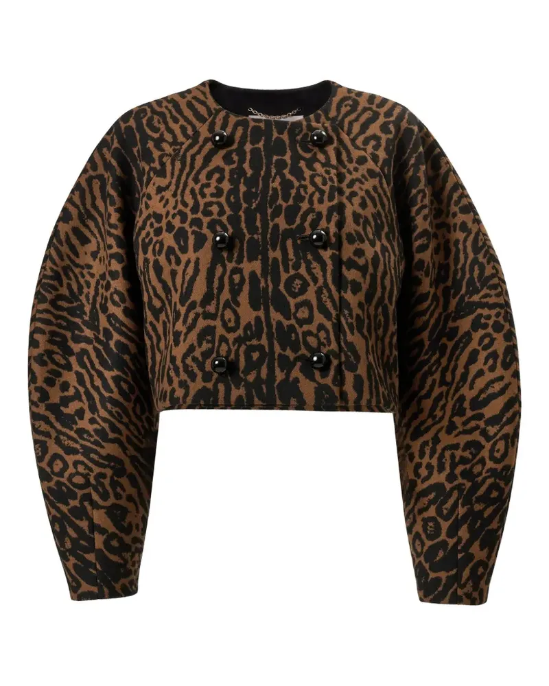 Carolina Herrera New York Cocoon Jacke aus Leopardenjacquard - Braun Braun