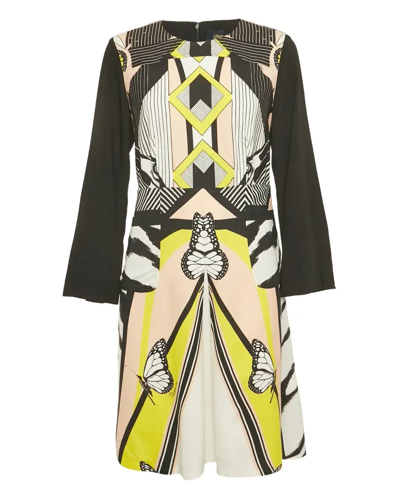 Roberto Cavalli print long-sleeve midi dress - Schwarz Schwarz