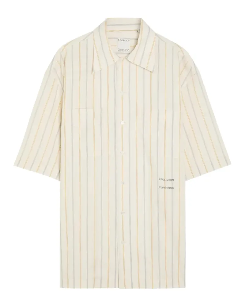 Calvin Klein vertical-stripe short-sleeve shirt - Nude Nude