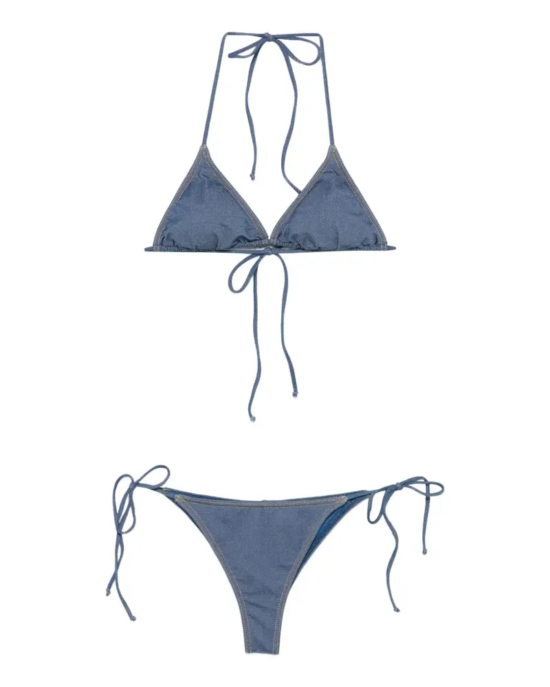 MC2 Saint Barth denim-effect triangle bikini - Blau Blau
