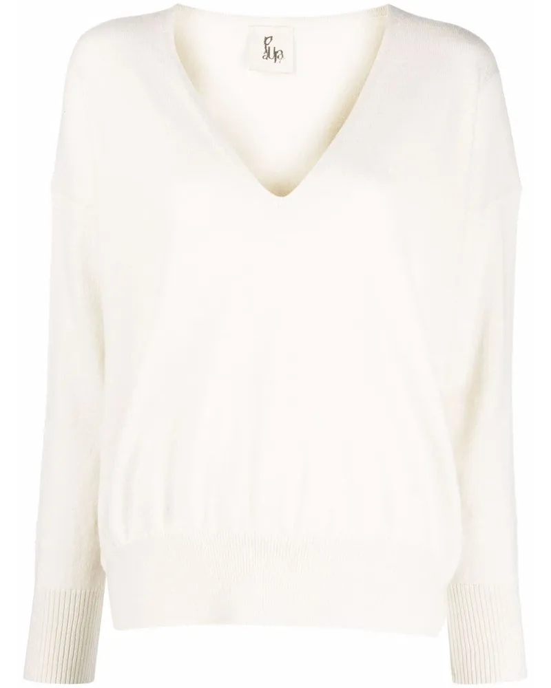PAULA Kaschmirpullover mit V-Ausschnitt - Weiß Weiß