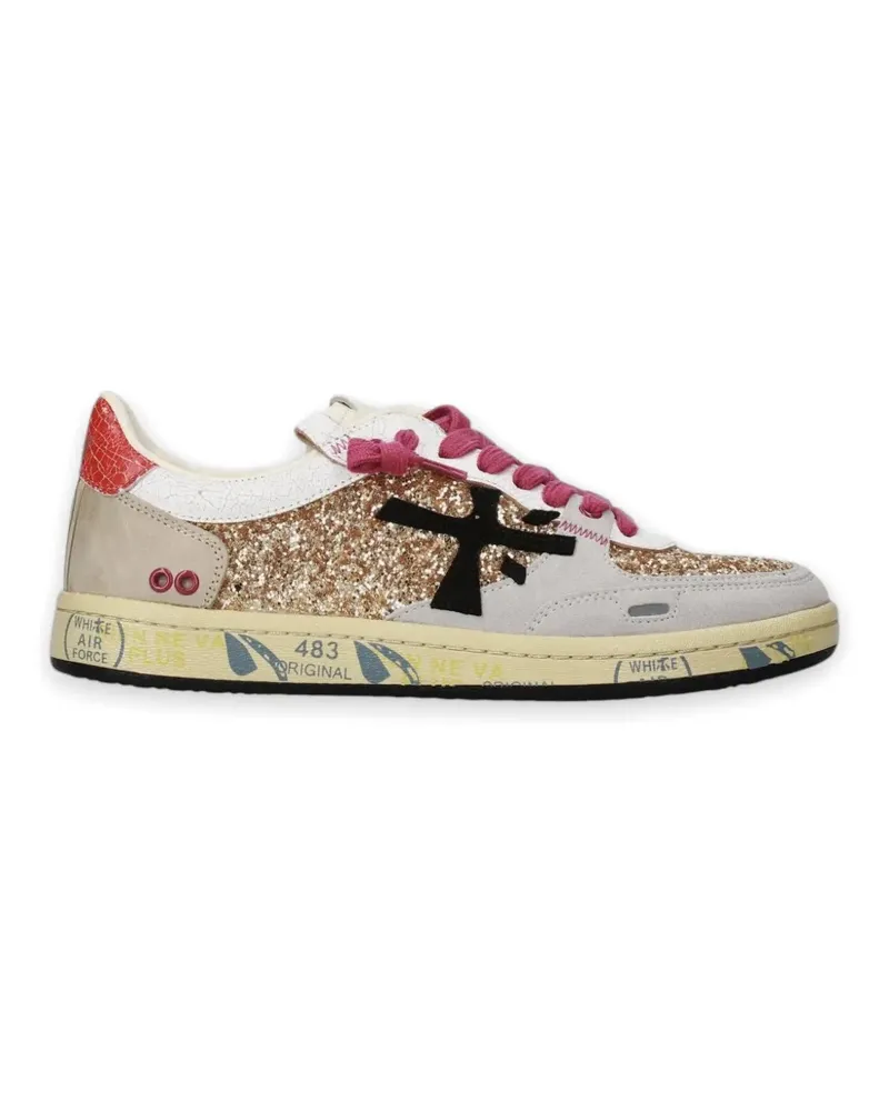 Premiata Bskt Clayd 8166 glitter-detail panelled sneakers - Gold Gold