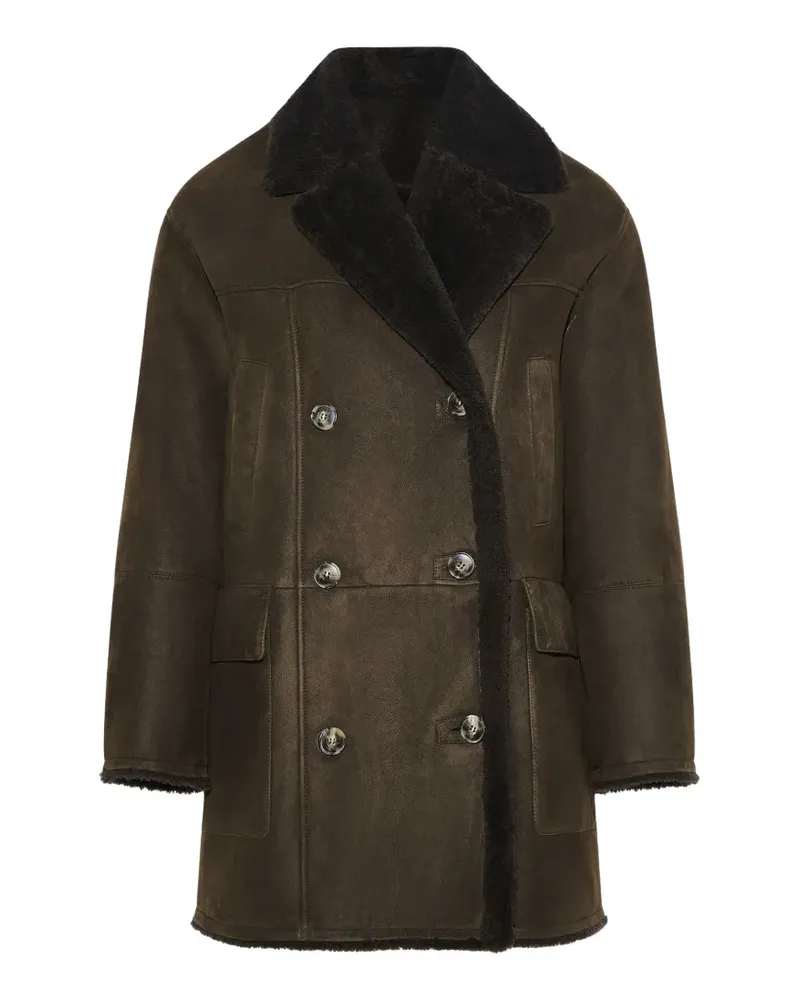 Yves Salomon Doppelreihiger Shearling-Mantel - Braun Braun