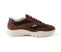Sneakers aus Mesh und Wildleder - Braun