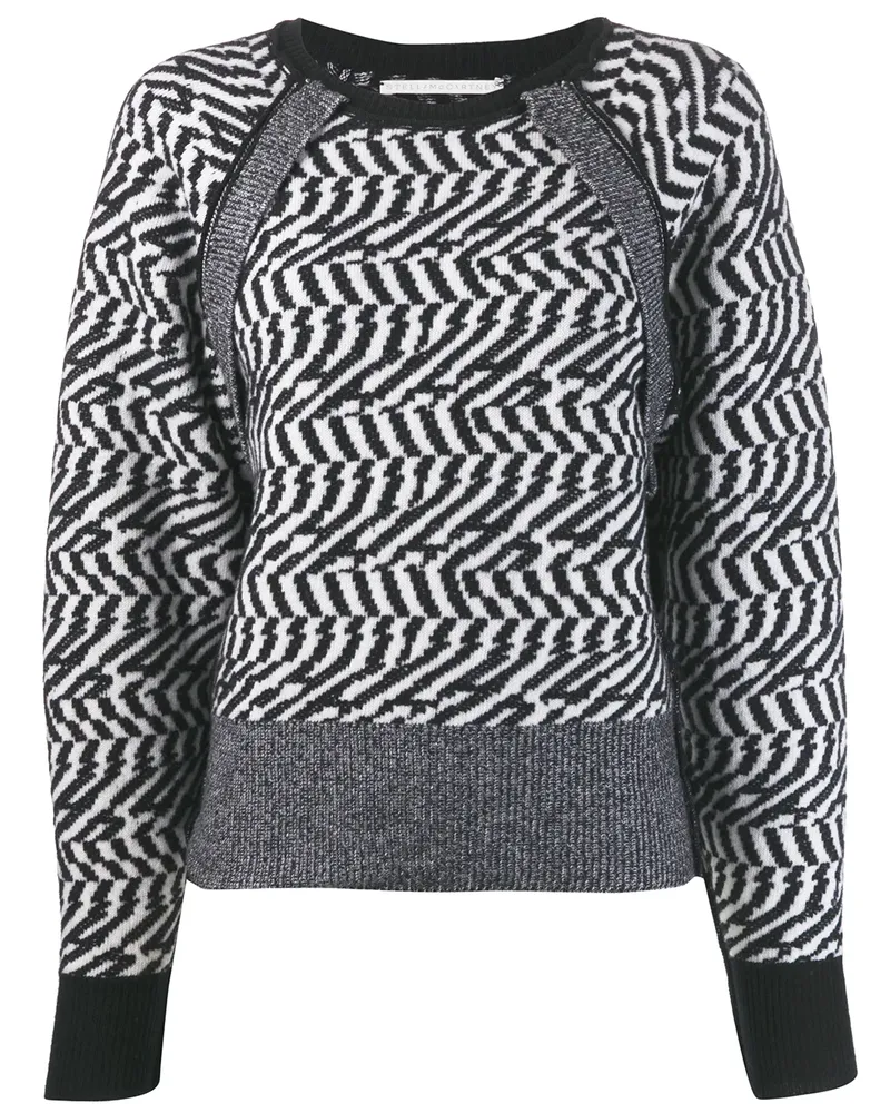 Stella McCartney Pullover mit Fischgrätenmuster - Schwarz Schwarz