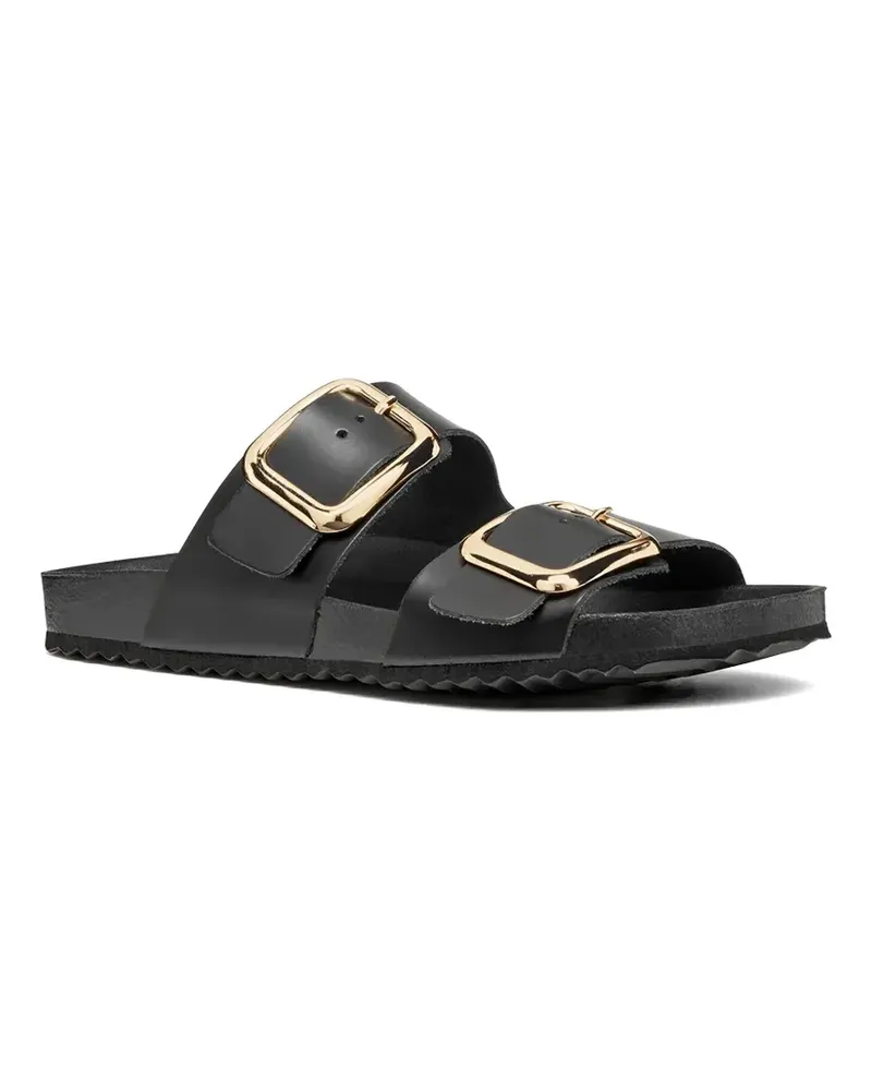 Geox buckle-fastening leather slides - Schwarz Schwarz