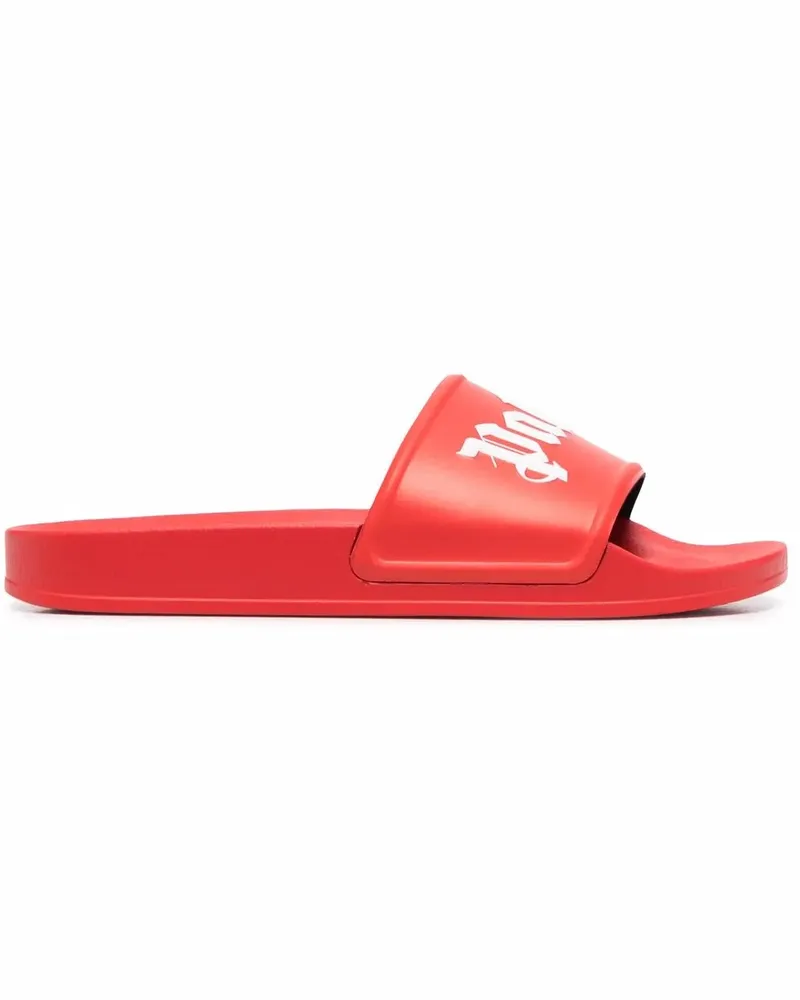 Palm Angels Pantoletten mit Logo-Print - Rot Rot