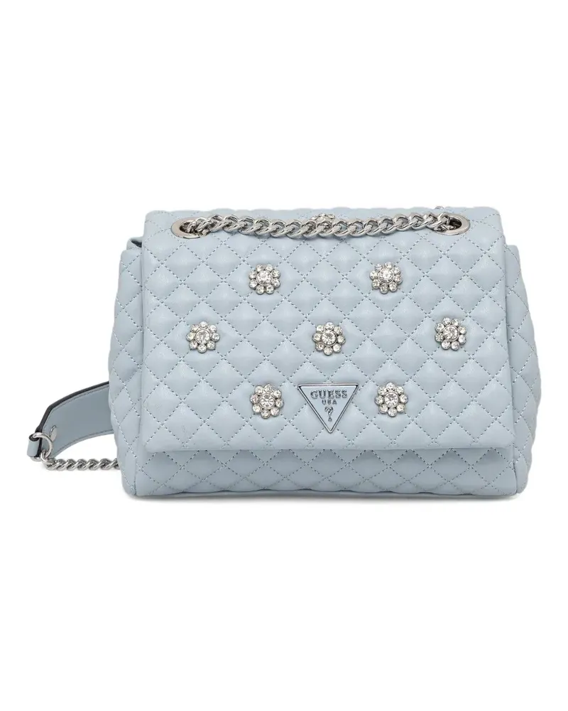 Guess Mini Everlee Schultertasche mit Blumenapplikation - Blau Blau