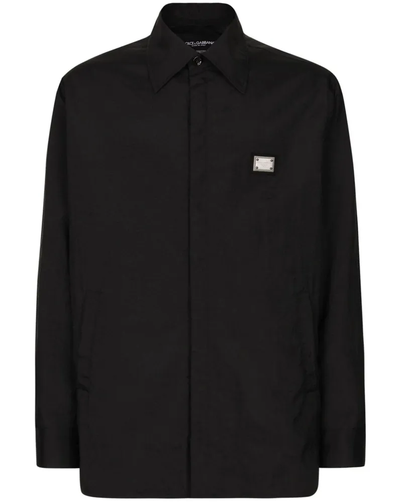 Dolce & Gabbana Hemdjacke mit Logo-Schild - Schwarz Schwarz