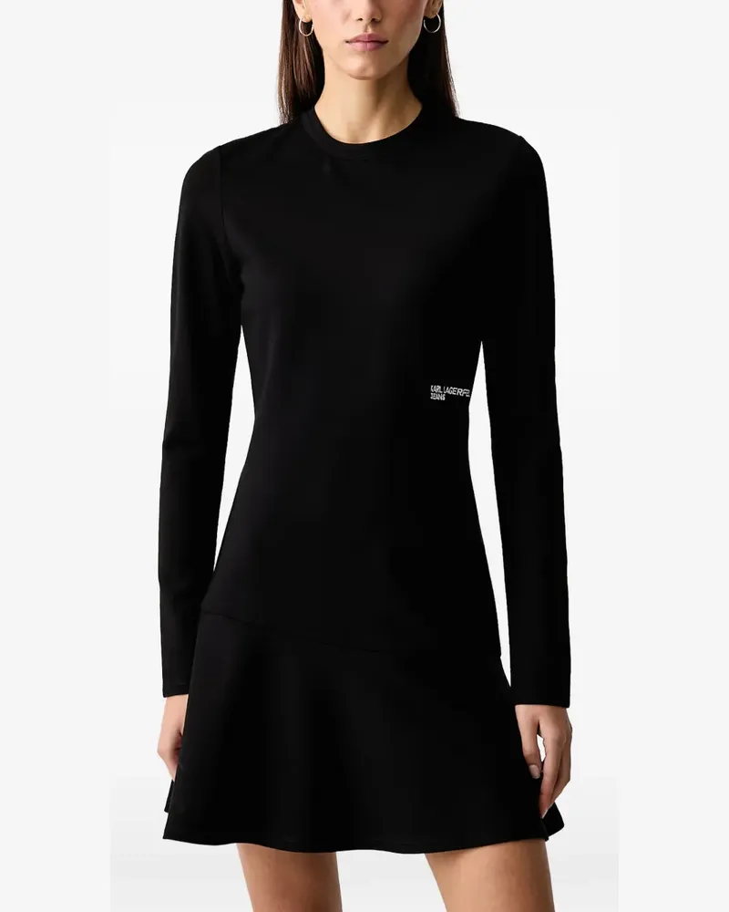 Karl Lagerfeld logo-embroidered flared mini dress - Schwarz Schwarz