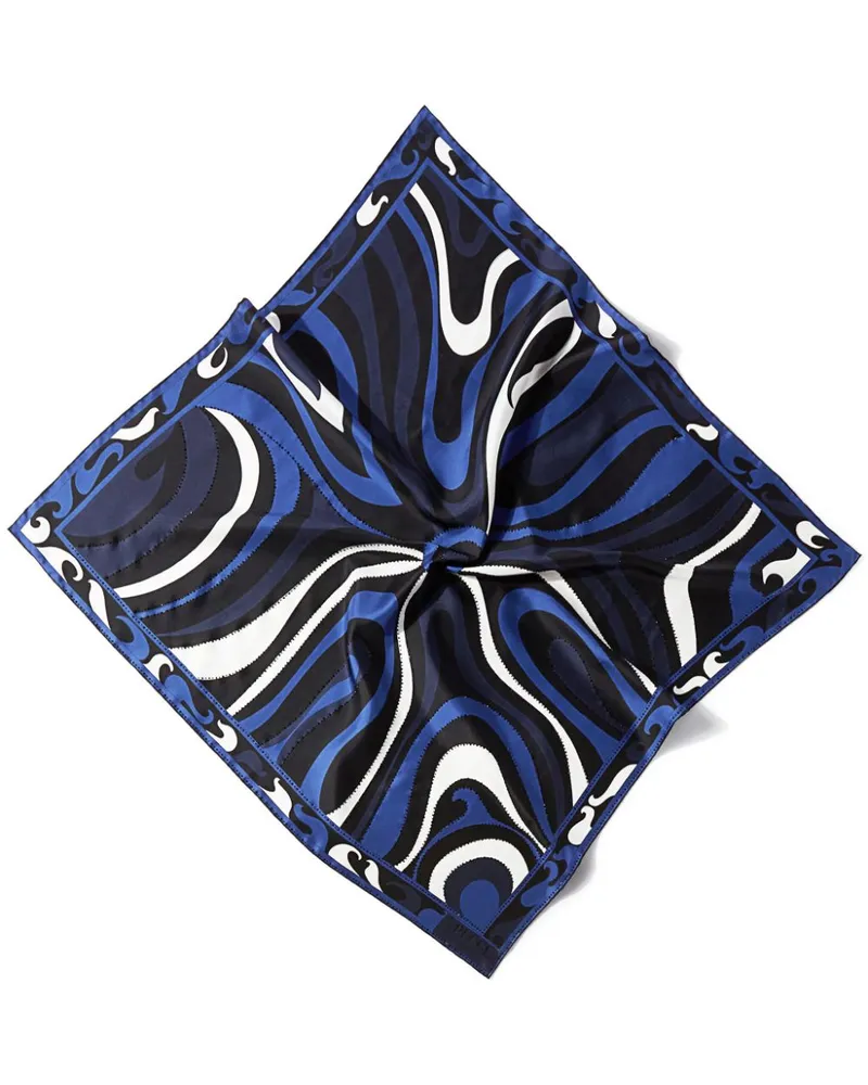 Emilio Pucci Seidenschal mit Rosen-Print - Blau Blau