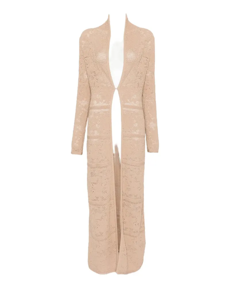 Blumarine crochet-knit long-line cardigan - Nude Nude