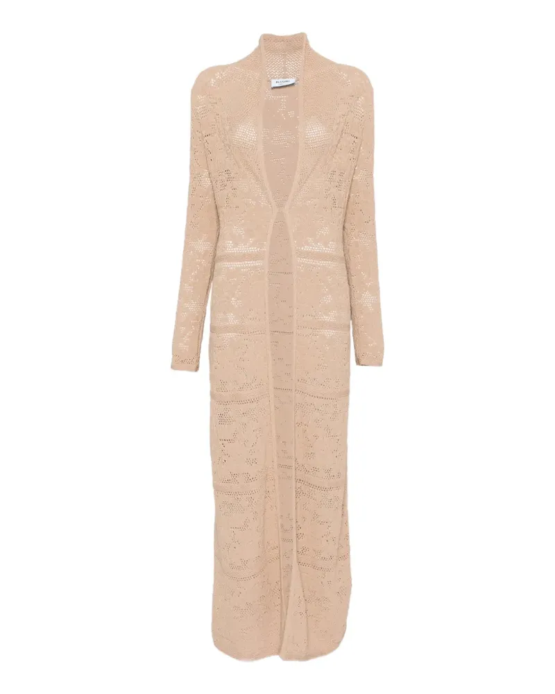 Blumarine crochet-knit long-line cardigan - Nude Nude