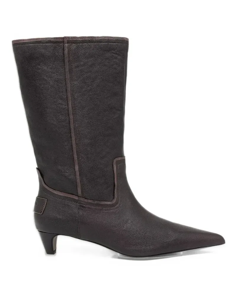AllSaints Veda Lederstiefel mit spitzer Kappe - Braun Braun