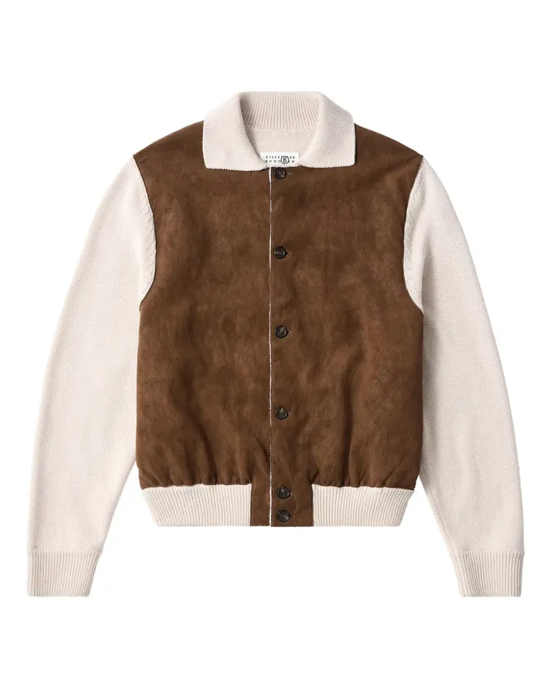 Maison Margiela Strickjacke mit Kontrastdetails und Reißverschluss - Nude Nude