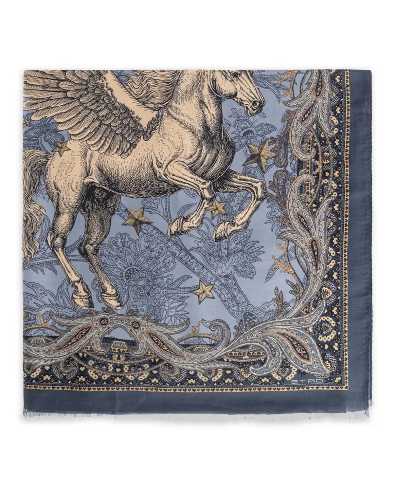 Etro Pegasus Schal mit Paisley-Print - Blau Blau