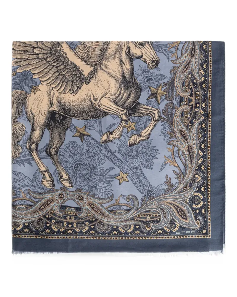 Etro Pegasus paisley-print scarf - Blau Blau