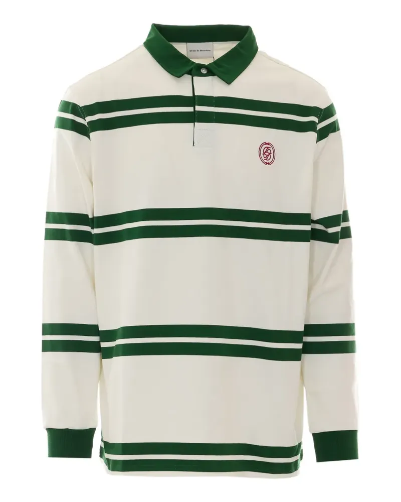 Drôle de Monsieur striped embroidered-logo polo shirt - Nude Nude