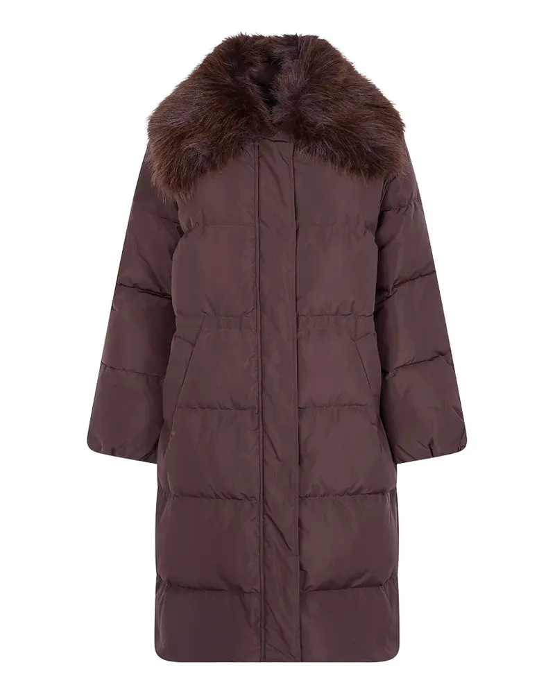 Twin-Set faux-fur collar padded coat - Braun Braun
