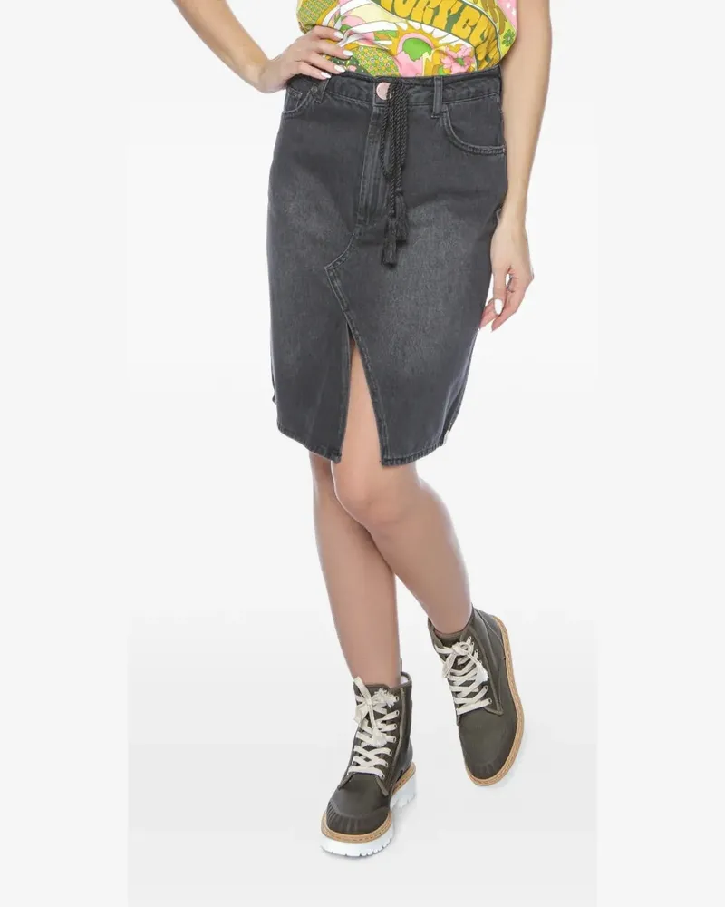 One Teaspoon Trucker front-slit midi skirt - Schwarz Schwarz
