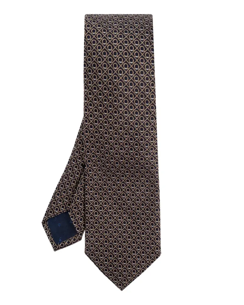 Ferragamo Krawatte mit Gancini-Jacquardmuster - Blau Blau